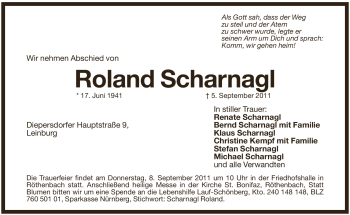 Traueranzeige von Roland Scharnagl von Pegnitz-Zeitung